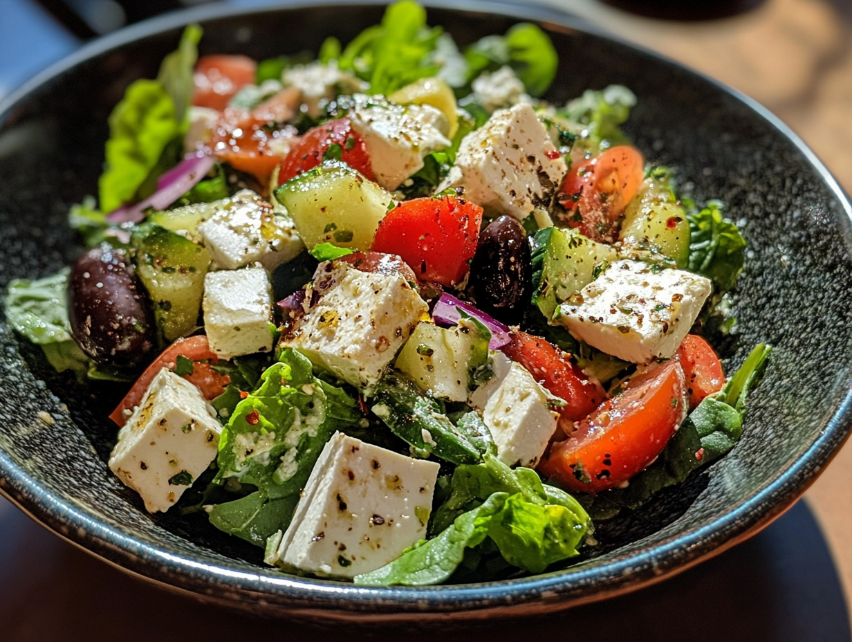 Средиземноморский салат с брынзой из козьего молока